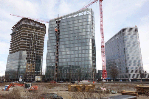 Baustelle »Bavaria Towers«, 2.5.2018, von Westen. hpt©Verein für Stadtteilkultur im Münchner Nordosten e.V.