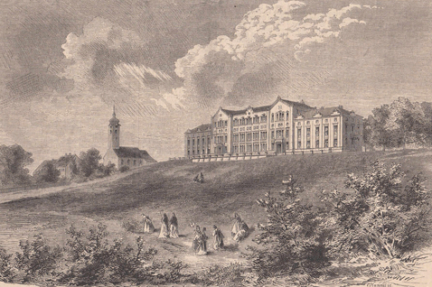 Das Maximilianstift in Neuberghausen, Holzstich nach Theuerkauf, 1872