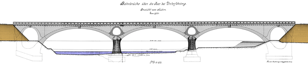 Die Föhringer Eisenbahnbrücke nach einem Plan von 1905 (Staatsarchiv München)