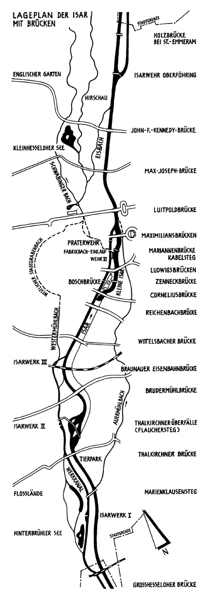 Lageplan Münchner Isarbrücken