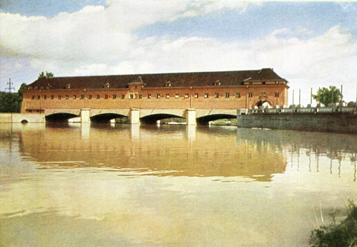 Oberföhringer Stauwehranlage, Ansichtskarte um 1930.