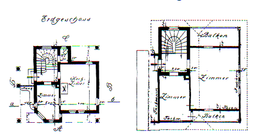Grundriss Fährmannhaus und erstes Obergeschoss. Quelle: Buchscan aus s.o., S. 127.