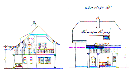 Schnitte Fährmannhaus von Nordwesten und Nordosten. Quelle: Buchscan aus s.o., S. 127.