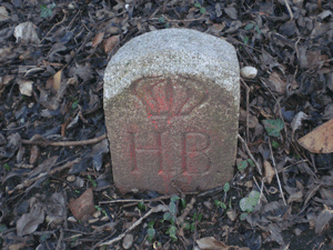 Grenzstein des Herzogtums Baiern und des Hochstifts Freising (Kopie), unterhalb Pfarrhaus St. Lorenz, Rochus-Dedler-Weg; Vorderseite: herzogliches Wappen; Rückseite: Wappen Hochstift Freising © dietlind pedarnig, 2008