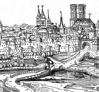 Hartmann Schedel, Weltchronik, Ansicht Münchens (1493)