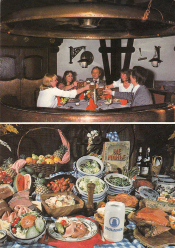 Werbe-Ansichtskarten des München Sheraton Hotels - Charme der 1980er-Jahre