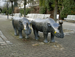 Skulptur "Nashörner" (Bogenhausen – Arabellapark), Foto: Dietlind Pedarnig