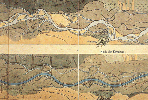 Isarregulierung 1905 bei Ismaning