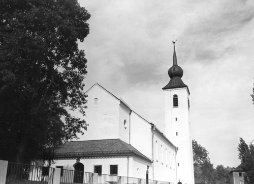 Dreieinigkeitskirche von der Merzstraße aus gesehen, September 1937 © Stadtarchiv München - Fotosammlung, Sign. Stb-Kirch-0047 (Foto: Valérien)