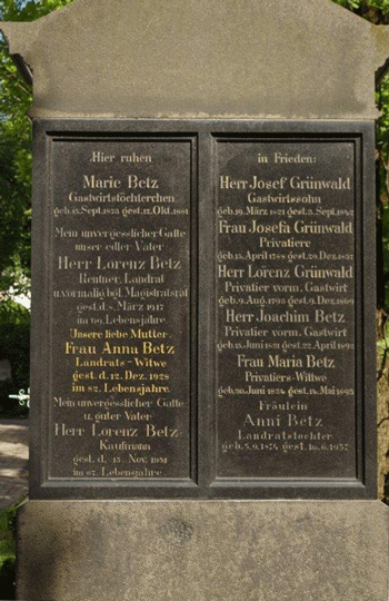 Betz'sches Familiengrab am Bogenhauser Friedhof von St. Georg. hpt© verein für Stadtteilkultur im Münchner Nordosten e.V., 2020