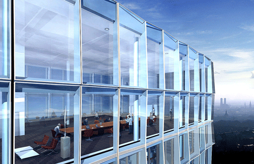 Konferenzraum Außenansicht (Entwurf SZ-Verwaltungsgebäude: Quelle: www.sv-hochhaus.de)