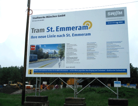 Bautafel Tram St. Emmeram, 2010, © privat
