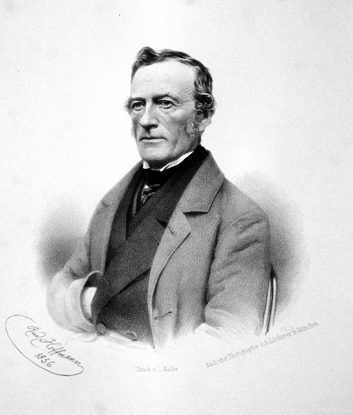 Johann von Lamont, Lithografie von Rudolf Hoffmann, 1856.