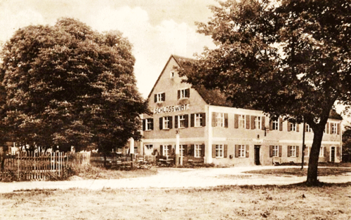 Werbepostkarte "Schloßwirtschaft Oberföhring. Altmünchner Einkehr und Ausflugsziel" aus dem Jahr 1941. Der Werbetext lautet: "Von dieser historischen Gaststätte in prächtiger Höhenlage am Isarstrand hat man einen einzigartigen Überblick über die Stadt und einen wundervollen Ausblick nach dem Gebirge." © privat