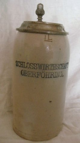 Originalbierkrug der Oberföhringer Schlosswirtschaft mit Zinndeckel © privat