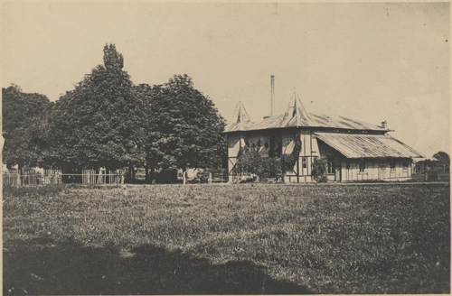 Die Gaststätte »Zur Bundesschießstätte« in Steinhausen im Jahr 1895. Quelle: Stadtarchiv München, Sammlung Karl Valentin, Sign, DE-1992-FS-NL-KV-0913.