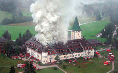 Foto: Brand Schloss Elmau 2005, © Schloss Elmau