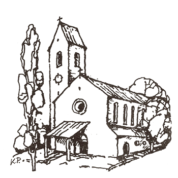 Die Pfarrkirche St. Emmeram München-Englschalking, Zeichnung von Karl Potzler, in: Beschreibung der Pfarrei von Pfarrer i.R. Josef Bengl, hrsg. vom Pfarramt St. Emmeram