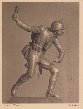 »Handgrantenwerfer« von Heinrich Waderé, Opfertag 1917 (im Besitz seiner Majestät des Königs von Bayern), Ansichtskarte © privat