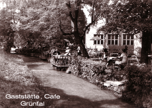 Die Gaststätte, Cafe Grüntal 1989, Ansichtskarte Privatsammlung