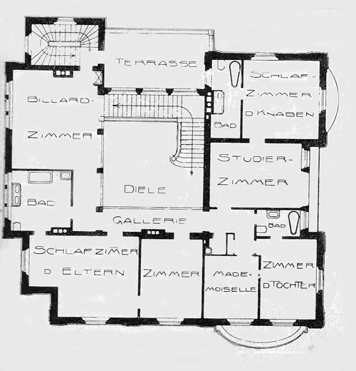 Grundriss Erdgeschoss der Diesel-Villa, ebd