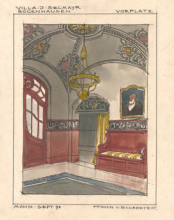 Vorplatz in der Villa Selmayr, September 1898; Quelle: Technische Universität München.