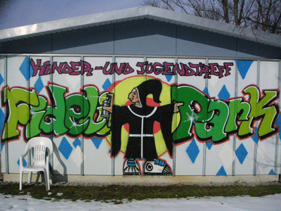 Das Spiel- und Begegnungszentrum (SBZ) im Fideliopark, Fideliostraße 153; hpt © Verein für Stadtteilkultur im Münchner Nordosten e.V.