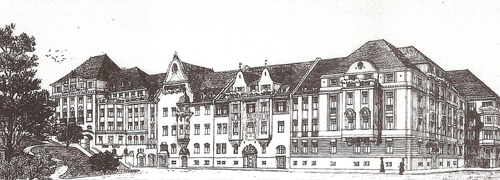 Bebauungsskizze Herzogparkstraße, 1909. Quelle: Willibald Karl (Hrsg.): "Der Herzogpark. Wandlungen eines Zaubergartens", Buchendorfer Verlag 2000.