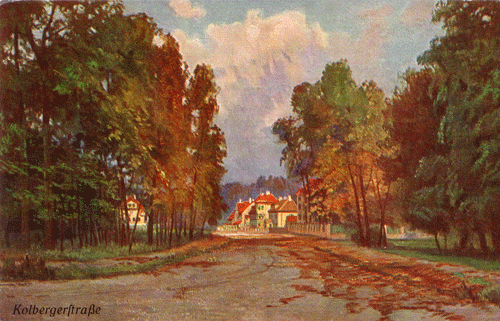 Villen in der Kolbergerstraße; Künstler-Ansichtskarte um 1907 © privat