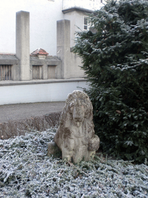 Einer der beiden Löwen des Haupteingangs (siehe Foto oben) als trauriger Überrest der ehemaligen Becker-Villa © dietlind pedarnig (2007)