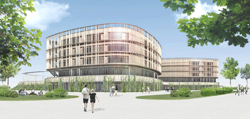 Simulation: Der geplante Neubau nach einem Entwurf von Hascher Jehle Architektur