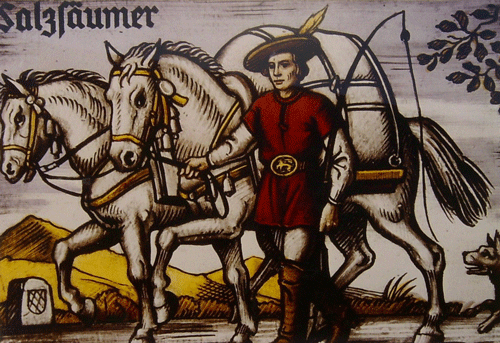 mittelalterlicher Salzhändler mit seiner Ware