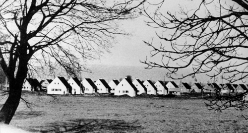 Gesamtansicht der Siedlung Steinhausen 1933. Quelle: "Dörfer auf dem Ziegelland", hrsg. von Willibald Karl