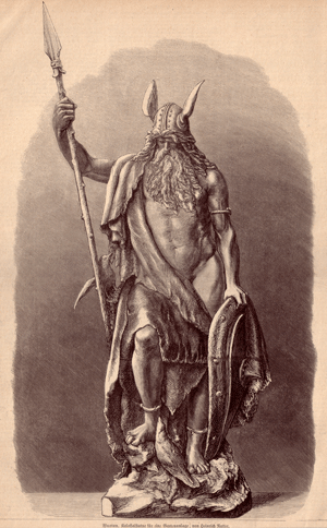 "Wuotan. Kolossalstatue für eine Gartenanlage, von Heinrich Natter.", Abbildung veröffentlicht in der "Illustrierten Zeitung", 3. Januar 1874, No. 1592.