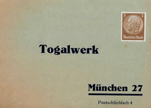 Vorderseite einer Togal-Bestellkarte für Tabletten © privat