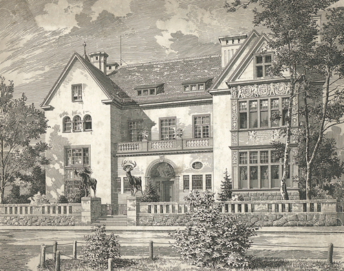 Federzeichnung der Villa »Lindenhof« aus der »Deutschen Bauzeitung«, 1904