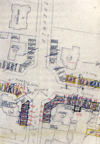 Planausschnitt Möhlstraße mit den Behelfsläden der Nachkriegsjahre. Quelle: Stadtarchiv München
