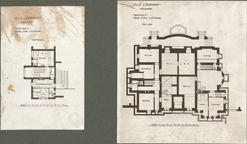 Grundriss des Kellerbereichs und des Entresols (für Bedienstete). © http://mediatum.ub.tum.de?id=930907