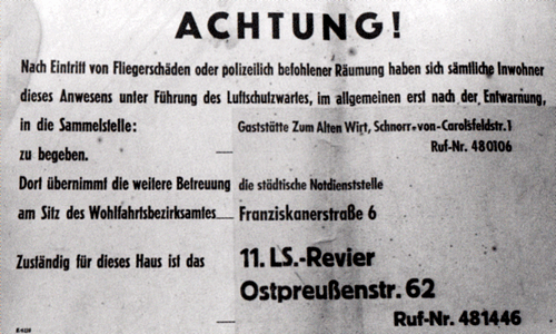 Polizeiliche Bekanntmachung des 11. Reviers, um 1945 © Verein für Stadtteilkultur im Münchner Nordosten e.V.