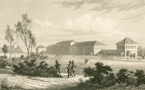 Schloss Schleißheim, Stahlstich um 1850